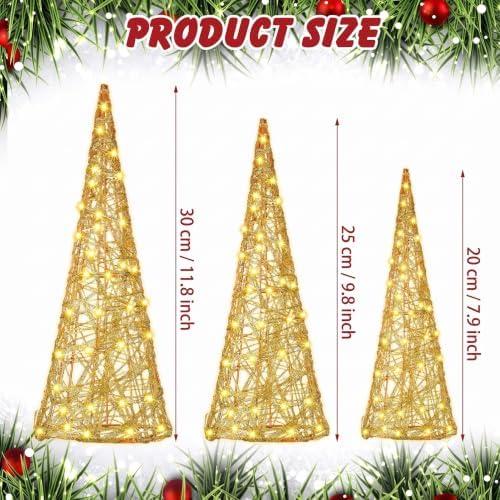 3 Pcs Tabletop Christmas Tree with Lights Christmas Centerpieces - Image 2