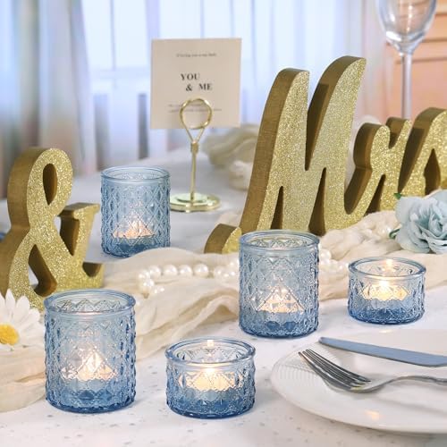 20 Pcs Blue Votive Candle Holders Glass Tea Light Candle Holder Bulk - Image 6