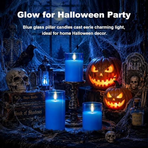 Amagic Blue Glass Flameless LED Candles Battery Operated with Remote Timer - Image 2