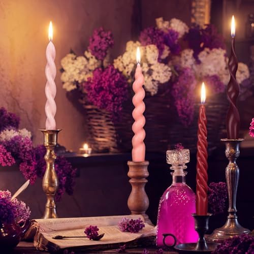 Nuanchu 4 Pcs Twisted Taper Candles,7.87 Inch,Pure,Purple - Image 5