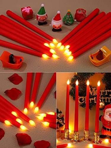 Treela Battery Operated LED Taper Candles,Basic,11 Inch,Red - Image 4