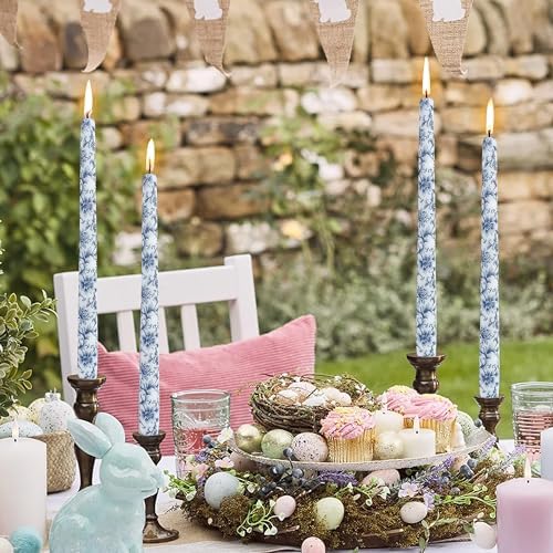 Handmade Printed Candles 10 in Long Candle Sticks Unscented Candle Blue and White Porcelain Pattern Candles for Home Wedding Dinner Holiday Party - Image 6