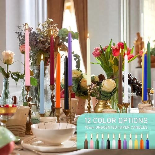 24 Pack Assorted Color Spell Chime Candles – Premium Unscented Dripless,Taper Candles for Rituals, Prayer, Birthdays, Meditation, Altar, Spells, Chime Candles - 10 Inch Tall - Ideal for Witches - Image 5