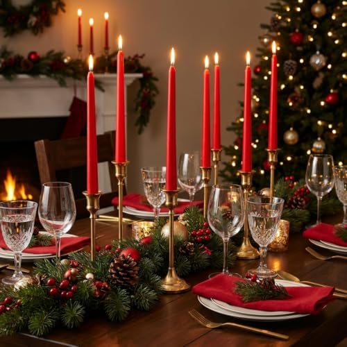 Leor & Lair Red Taper Candles, 40 Pack, 10" Bulk Taper Candles, Unscented - Image 3