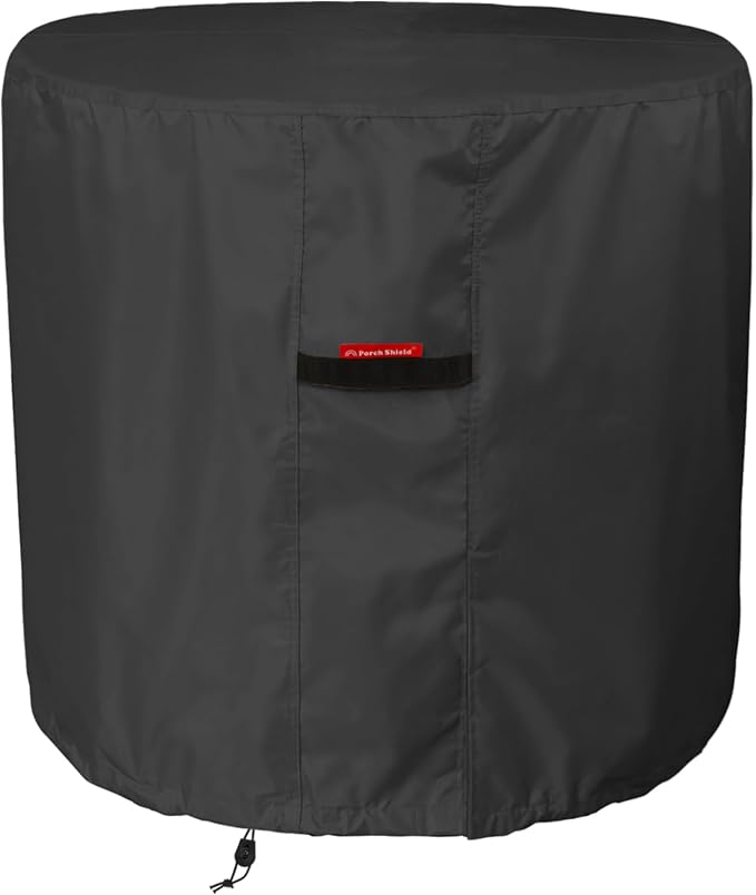 Porch Shield Waterproof AC Covers – Heavy Duty Round Air Conditioner Cover for Outside Unit Up to 34''D x 30''H, Black