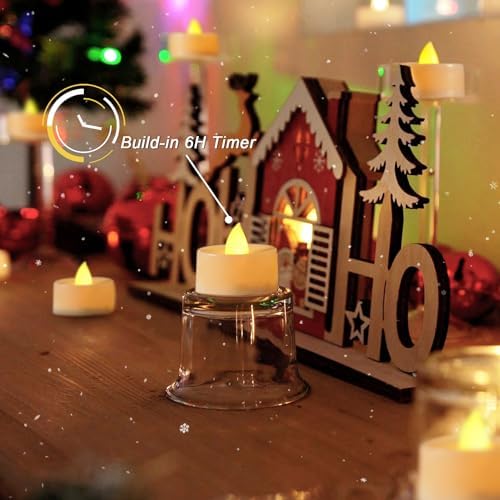 BEICHI Flameless TeaLights Candles with Timer,6 Hours On and 18 Hours Off in 24 Hours Cycle Automatically,Pack of 12 Battery Operated LED Tea Lights Flickering Votive Candles Timer Warm Yellow Light - Image 3