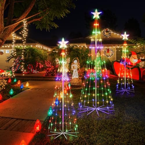 3 Pack LED Outdoor Christmas Tree Light Show Lighted Decorations, 4 Colors, 4ft 5ft 6ft - Image 4