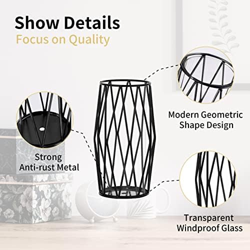 NUPTIO Black Geometric Hurricane Glass Candle Holder, 1 Piece - Image 4