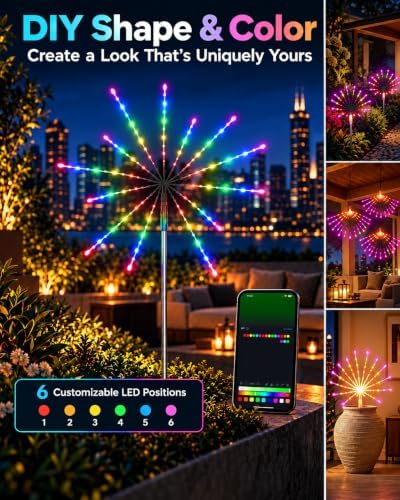 3 Pack Christmas Firework Pathway Lights,Chasing Starburst RGB Tree Lights - Image 4