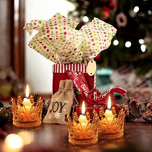 Vixdonos Crown Glass Tealight Candle Holder Set of 12 Clear Votive Candle Holders for Wedding, Party and Home Decor - Image 5