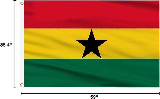 Ahfulife Ghana Flag 3x5 Ft, 1 Pc Large Ghanaian National Flags for Outdoor Indoor, Double Sided with Brass Eyelets for World Cup, Party, Garden, Bar, Street Decor