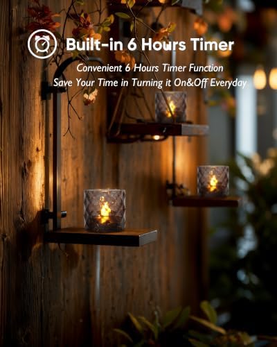 Homemory Black Acrylic Votive Candle & Holders with Auto Timer, 6 Pack - Image 3