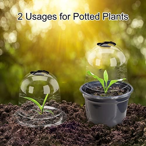 MorTime 6 Pack Garden Cloche Plant Dome, 7.3" D x 6.9" H Plastic Plant Bell Cover Reusable Mini Greenhouse with 18 Ground Securing Pegs & 10 Plant Labels for Outdoors Frost Freeze Protection - Image 7