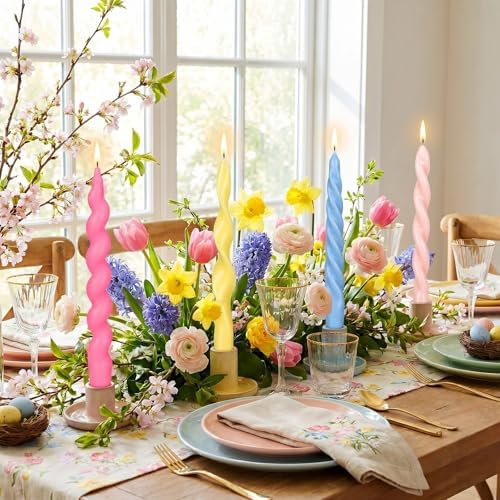 Nuanchu 4 Pcs Twisted Taper Candles,7.87 Inch,Pure,Pastel - Image 6