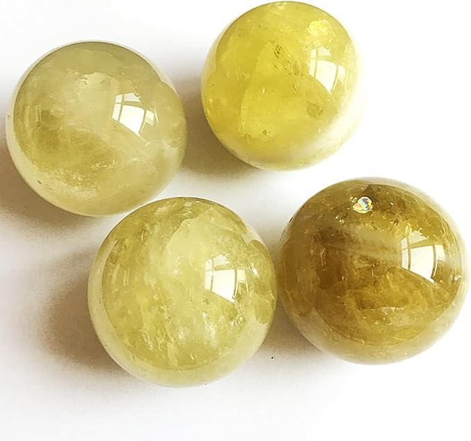 1.6-2 inch Natural Citrine Crystal Ball with Stand, Hand Polished Yellow Quartz Sphere, Reiki Healing Crystal Sphere, Energy Balancing Stone Crafts, Feng Shui Home Desktop Ornament