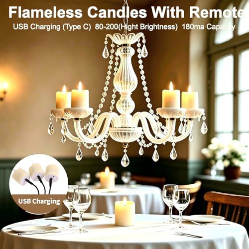 Rechargeable Flameless Tea Light Candles with Timer Remote, 1.5"x2.2" Electric Fake Flickering Votive Candles for Anniversary Wedding Centerpiece Table Decor Funeral Halloween Christmas (6 Pack) - Image 5