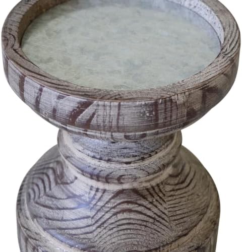 SOFE Wood Pillar Candle Holder, Handmade Farmhouse Candle Holders 6“ Tall - Image 5