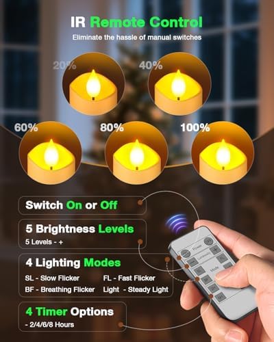 SoulBay Flameless Candles with Remote Timer & Charging Base, 12pcs USB Rechargeable Battery Flickering LED Small Votives Lights for Table Dinner Weddings Holidays General Decor, No Battery Required - Image 4