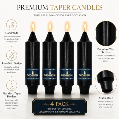 Black Taper Candles 5 Inch,4 Pack Halloween Candle for Table Decor - Image 2