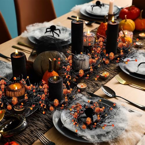 12 PCS Halloween Candle Rings Wreaths Black Orange Cabinets Wreath - Image 5