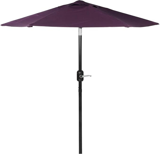 6 Ft Outdoor Patio Umbrella, Easy Open/Close Crank and Push Button Tilt Adjustment - Dark Purple Market Umbrellas