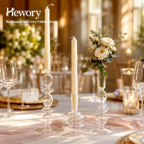 Hewory Clear Bubble Candle Stick Holders, 3 PCS Glass Candlestick Holders - Image 2