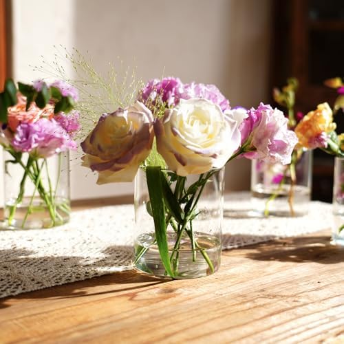 12pcs Glass Cylinder Vases for Centerpieces - 4 inch Clear Glass Flowers Vases Bulk, Hurricane Candle Holders Floating Candle Vases for Table Centerpiece Formal Dinners Home Decor - Image 6