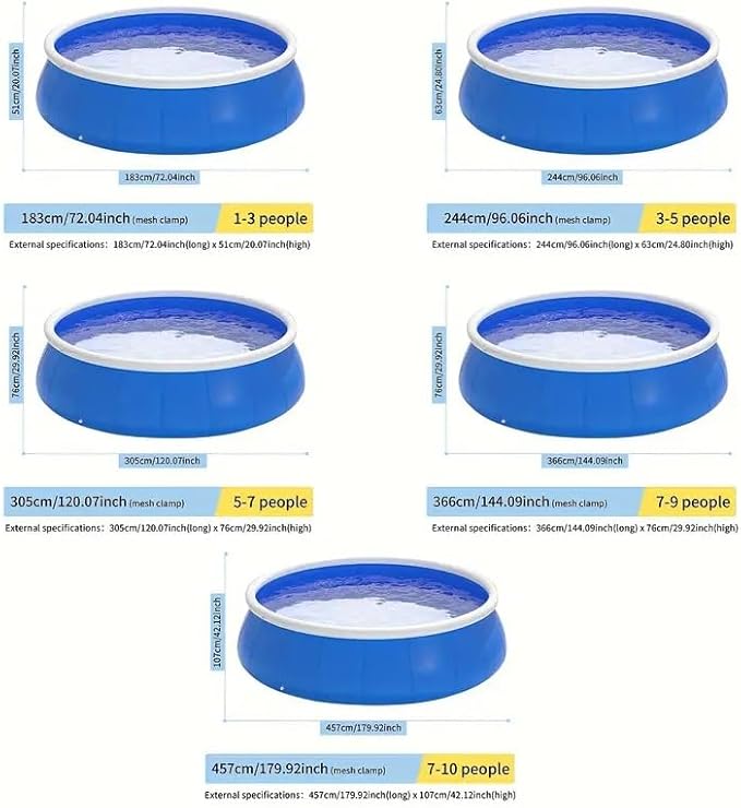 Montary Large 72"X72"X20" Inflatable Swimming Pool for Family - Thickened Backyard Summer Pool, Outdoor Blow Up Design with Coil Mesh, Foldable & Portable