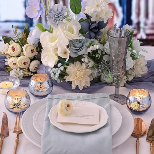 Blue Mercury Glass Votive Candle Holders Set of 12 - Image 5