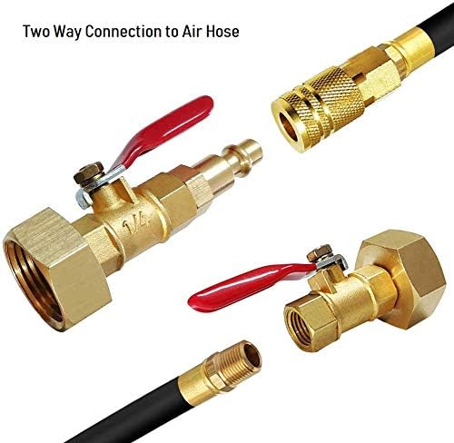 Winterize Blowout Adapter with 1/4" Male Quick Plug & 3/4" Female Garden Hose Threading, Brass Quick Fitting with Ball Valve for Blowing Out Water to Winterize Water Lines (Female GHT) - Image 3
