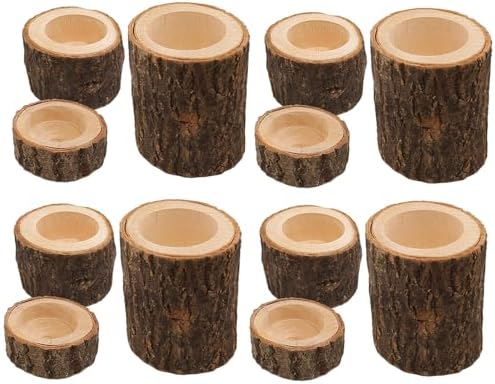 Yikko Tea Light Candle Holders, Personalized Wooden Votive Tealight Holders for Wedding Centerpieces for Table, Valentine's Day |Christmas Party |Home Decoration (Set of 12 (0.98", 1.65", 2.75")) - Image 7