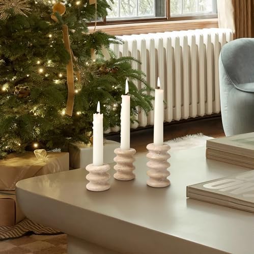 Vixdonos Natural Stone Candle Holder Set of 3 Taper Candle Candlestick Mantle Candle Stand for Home Decor,Wedding,Party and Table Centerpieces(White) - Image 6