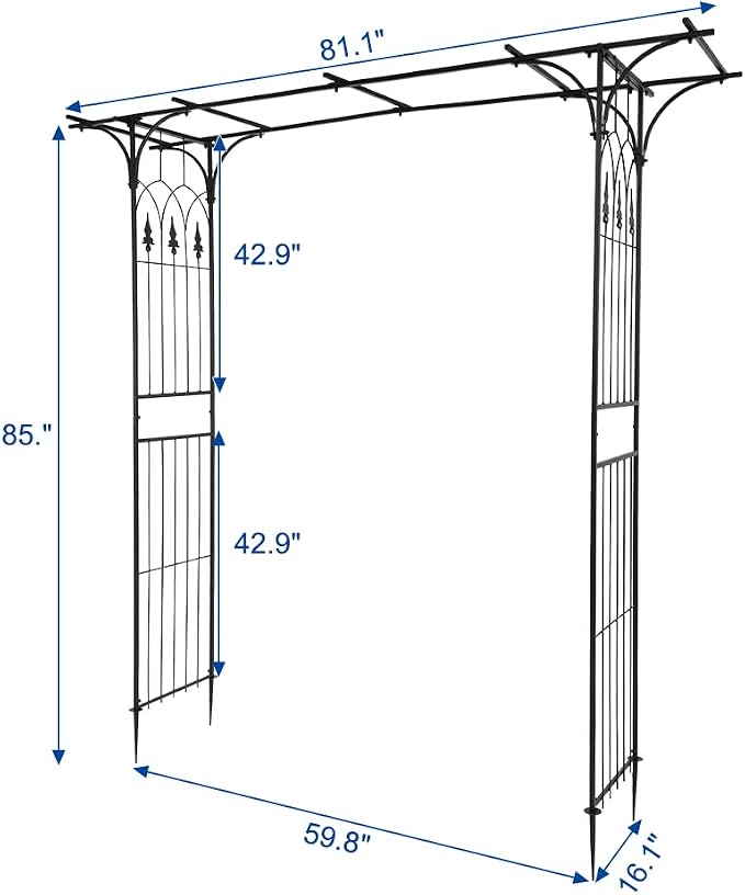 Garden Arch Trellis for Climbing Plants Outdoor, Metal Arch Frame Garden Arbors and Arches, Outdoor Archway Metal Arch Backdrop Stand for Flower Vines Wedding Bridal Birthday Party Decoration