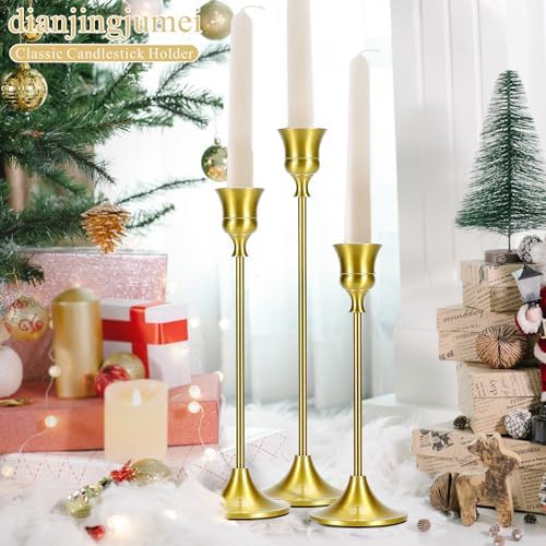 Metal Brass Gold Taper Candlestick Holders Set of 6, Wine‑Glass Shaped Candle Stick Holder with 3 Assorted Heights, Elegant Table Centerpiece Decor for Wedding Christmas Fireplace - Image 4