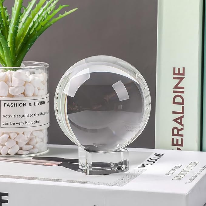 Modaier Clear Crystal Ball 100mm/3.9 inch Fortune Teller Accessories,Halloween Decor,Magic,Feng Shui,Witchcraft,Scrying,Decorative Ball,Lensball Photography,Quartz Crystal Sphere Prop Glass Orb