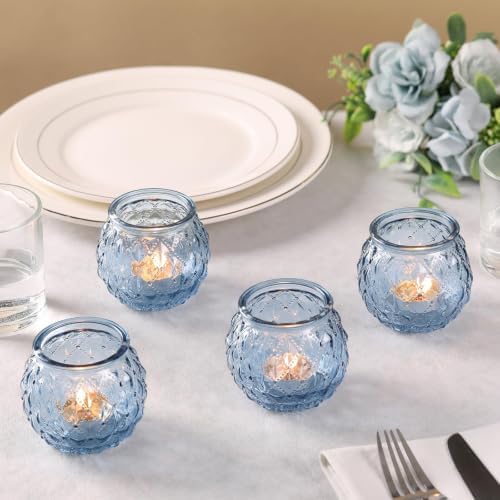 DARJEN 8 Pcs Blue Votive Candle Holders 2.55"x2.6" Tealight Candle Holder - Image 4
