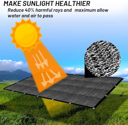 Sun Shade Cloth with Grommets for Garden, 40% 8x10ft, Black - Image 2