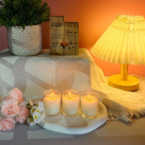 48 Packs Unscented White Votive Candles in Glass, Bulk Small Soy Wax Votives for Wedding Party Dinner Table, 1.7" W x 2" H - Image 2