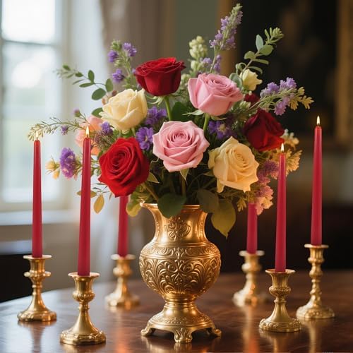 24Pack Red Taper Candles-10 Inch Dripless, Unscented Dinner Candle- Smokeless and Dripless, Long Burning time, Paraffin Wax with Cotton Wicks for Home Décor,Christmas, Wedding, Party,Candlesticks - Image 5