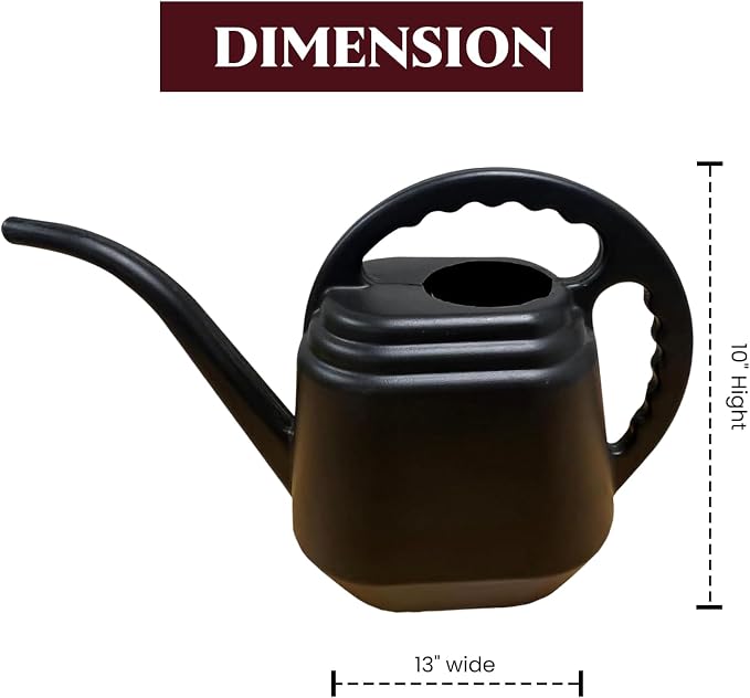 KP KOOL PRODUCTS One Gallon Black Watering Can – Durable Plastic Indoor & Outdoor Plant Waterer – Lightweight Garden Tool with Easy Pour Spout – Perfect for Flowers, Herbs, and Houseplants – 1 Pack