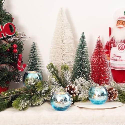 Homemory 24 Pcs Blue Votive Candle Holders, Round Mercury Glass Candle Holder, Tealight Candle Holders for Table Centerpieces, Baby Showe, Anniversary, Wedding, Home Decor, Halloween, Christmas - Image 7
