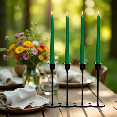 12 Pack Green Taper Candles丨Taper Candles 10 Inch Dripless丨Unscented & Smokeless Candlesticks Bulk丨7-8 Hours Long Burning Tall Candles丨Ideal for Christmas Weddings Parties Dinner - Image 4