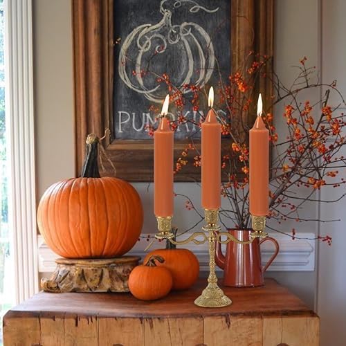 Pumpkin Orange Taper Candle Candle Sticks, 7 Inch Mini Pillar Candles Taper Candles, 4PCS Handmade Unscenteds Candlesticks for Festive Halloween Thanksgiving Day Fall Home Decor - Image 4