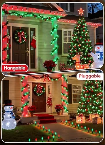 Brightown C9 Christmas Lights Outdoor, 25.7 Ft Strawberry C9 Pathway Lights with 20 LED Bulbs and Stakes, Christmas Decorations Outside Walkway Sidewalk Holiday, Red and Green - Image 2