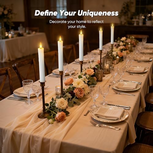 7 Inches Dripless Flameless Taper Candles with Remote Timer Dimmer, Real Wax Battery Candlesticks, 3D Flame Fake Candlesticks for Home Wedding Christmas Decor, White, 6 Pcs - Image 7