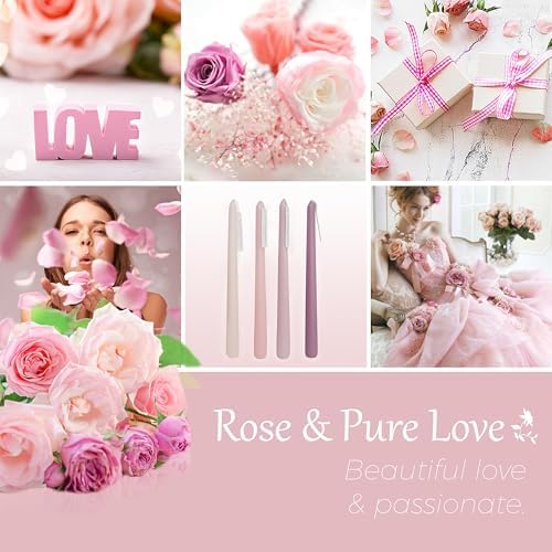 Up to 8 Hour Romantic Rose Scent Candles - Gradient Color Taper Candles - Pink Long Candlesticks for Wedding Festive Dinner Decor, Up to 8 Hour, 4 Pack - Image 3