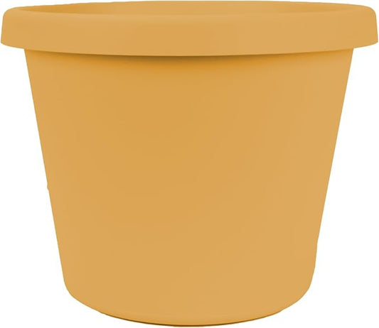 The HC Companies Prima Round Plastic Plant Pot w/Rolled Rim - Lightweight & UV Resistant Flower Pot for Herbs & More - Outdoor & Indoor Plant Pots w/Drainage (14 inch, Honey, Pack of 1)