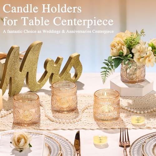 6 Pack Large Votive Candle Holders,Vintage Glass Candle Holder - Image 2