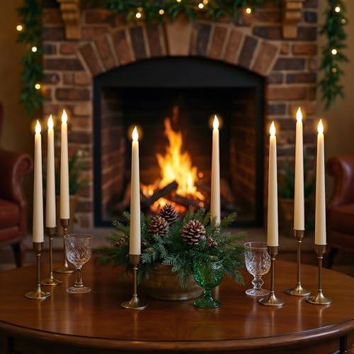 GenSwin 26 Pcs Flameless Taper Candles with 3D Wick, LED Taper Candles Battery Operated, Flameless Battery Candlesticks for Home Party Wedding Christmas Decor(Ivory, 0.78”x10.8”) - Image 6