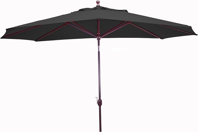 Galtech Premium 11 FT Black Sunbrella Umbrella, Oval Market Canopy 96 in X 132 in, Auto Tilt Outdoor Umbrella for Patio Pool Deck Backyard